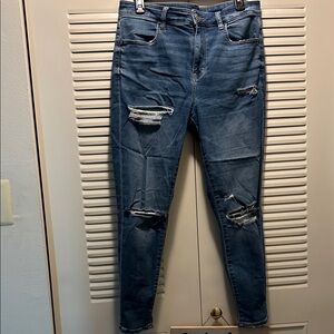 American Eagle Outfitters Distressed Blue Skinny Jeans
